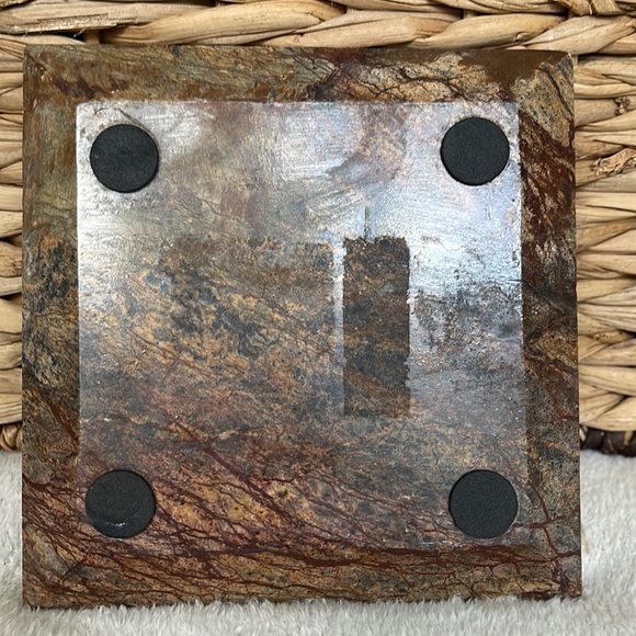 Solid Marble Trinket Dish  5” Square Candle Holder Soap Dish - Picture 6 of 7